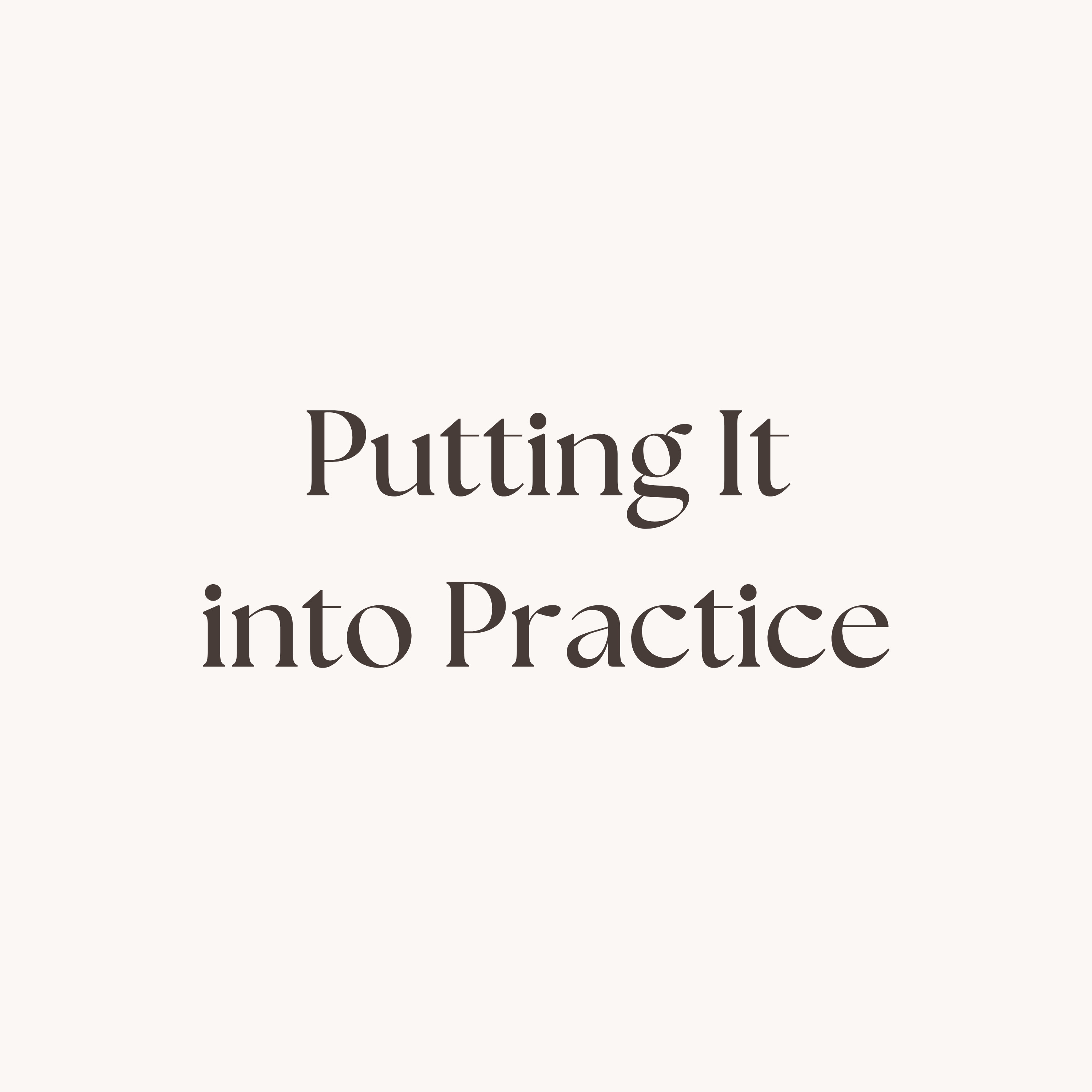 Discipleship #5: Putting It into Practice