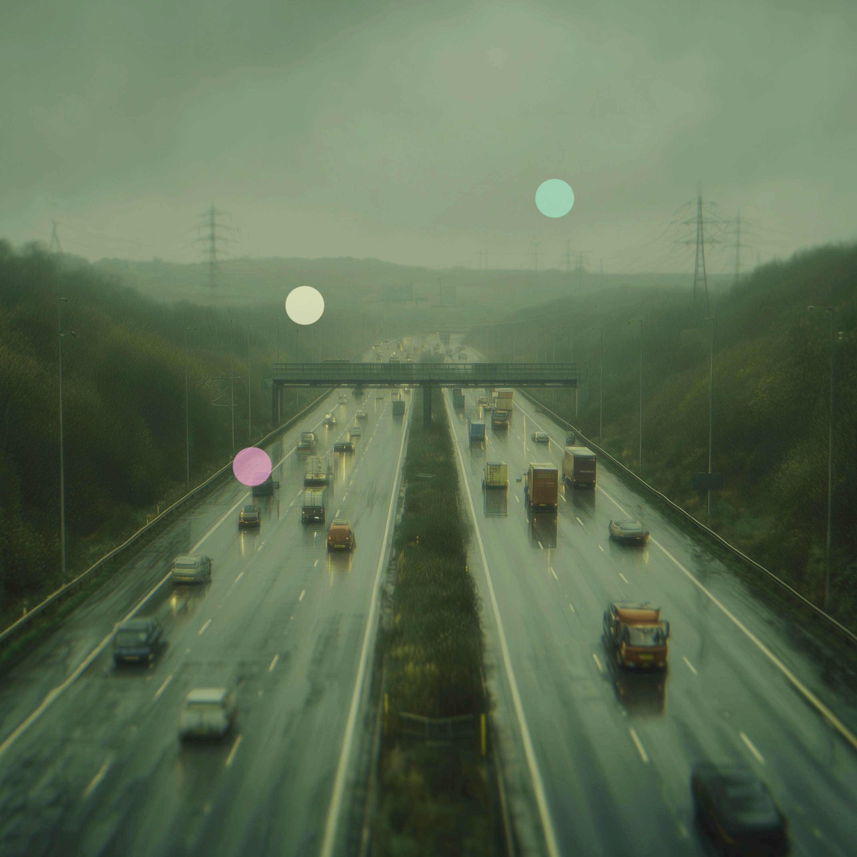 Ambiance Autoroute Mouillée | Trafic depuis une Passerelle