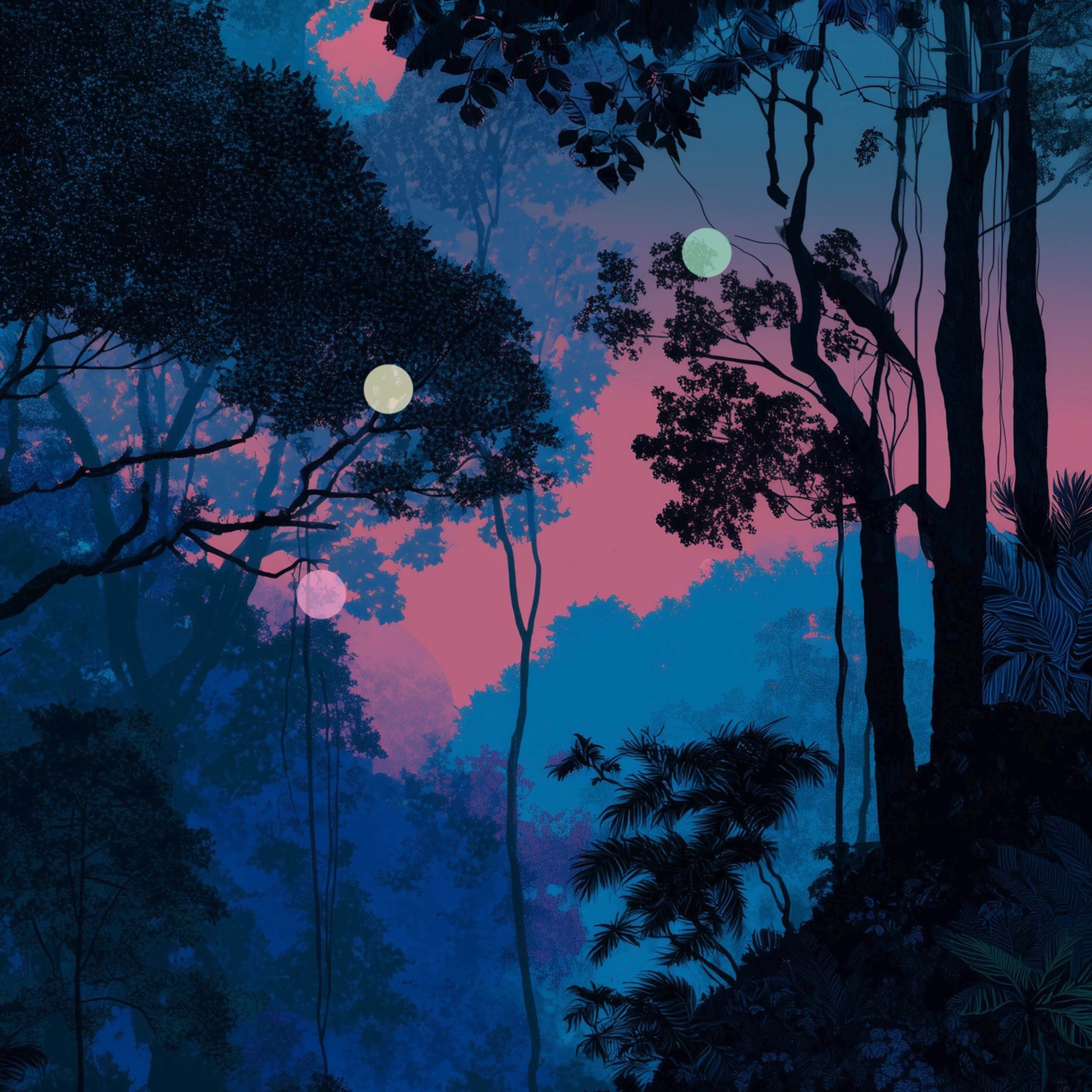 Crépuscule dans la Forêt Tropicale | Cascade Lointaine et Vie dans la Canopée