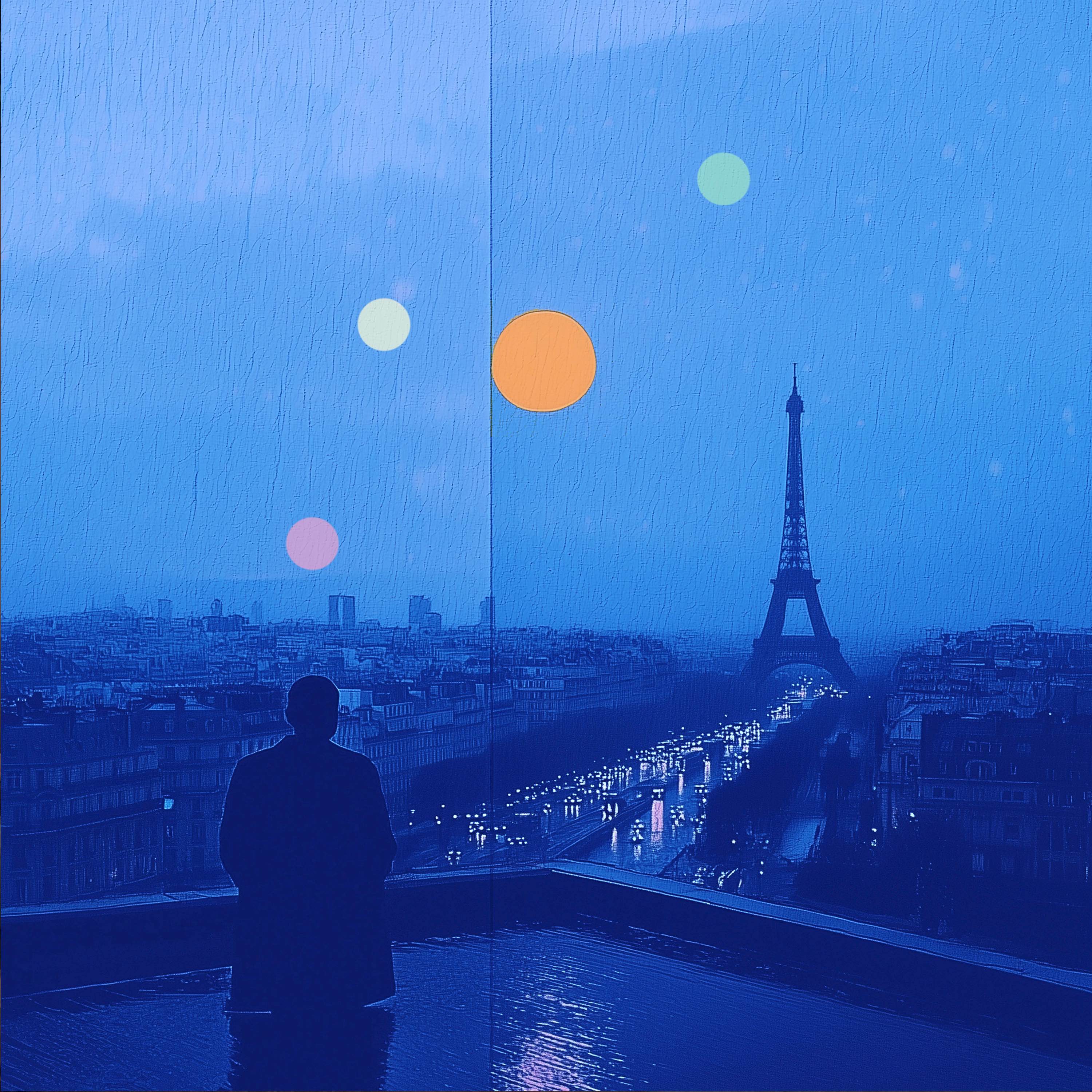 真夜中の雨のパリ | 街を見下ろす ASMR シャワー
