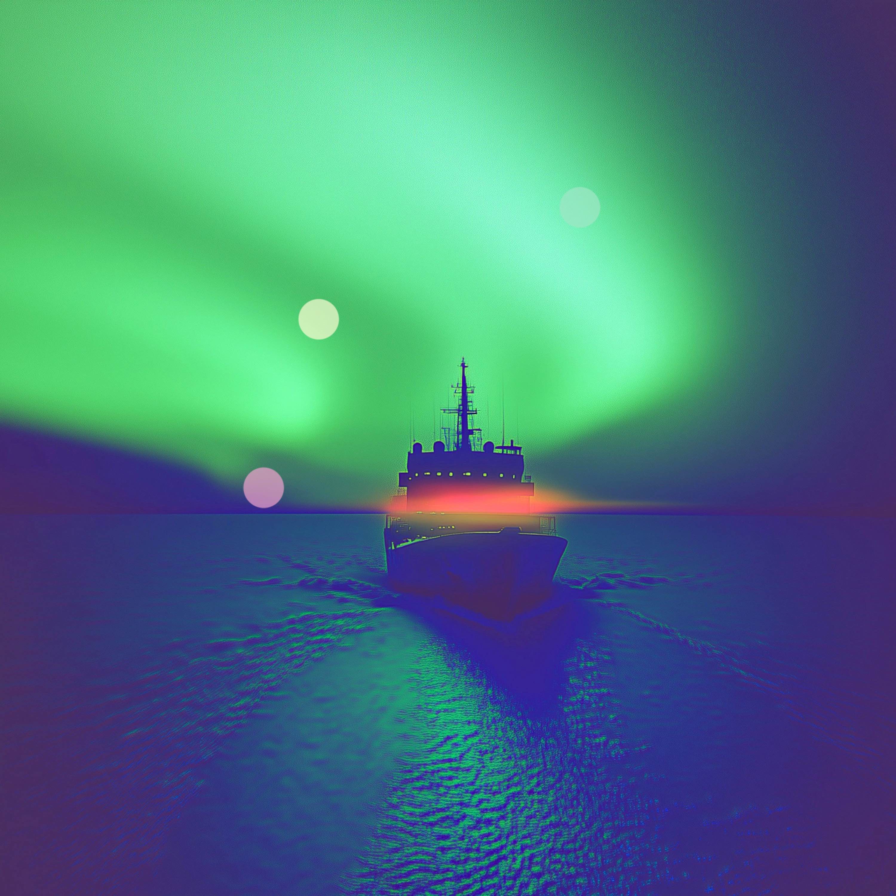 氷の世界を行く北極砕氷船 | オーロラの夜 – 睡眠音 & ホワイトノイズ