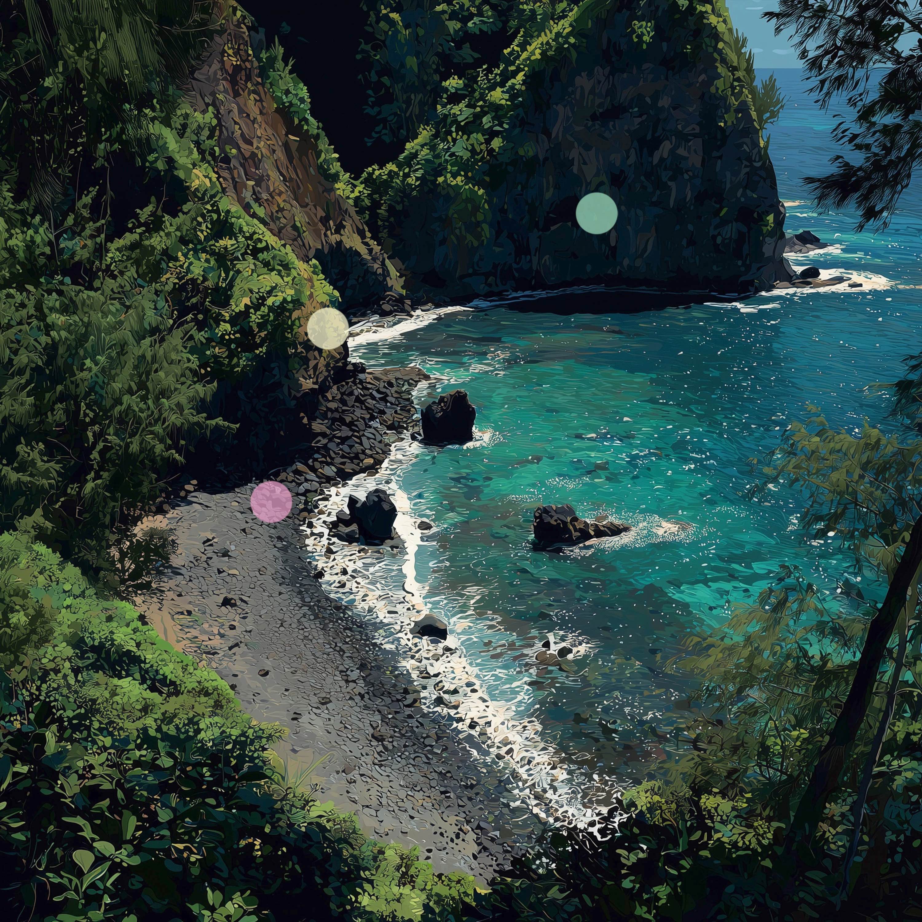 太平洋の寄せ波 | ハワイ・ポロル渓谷の海岸から