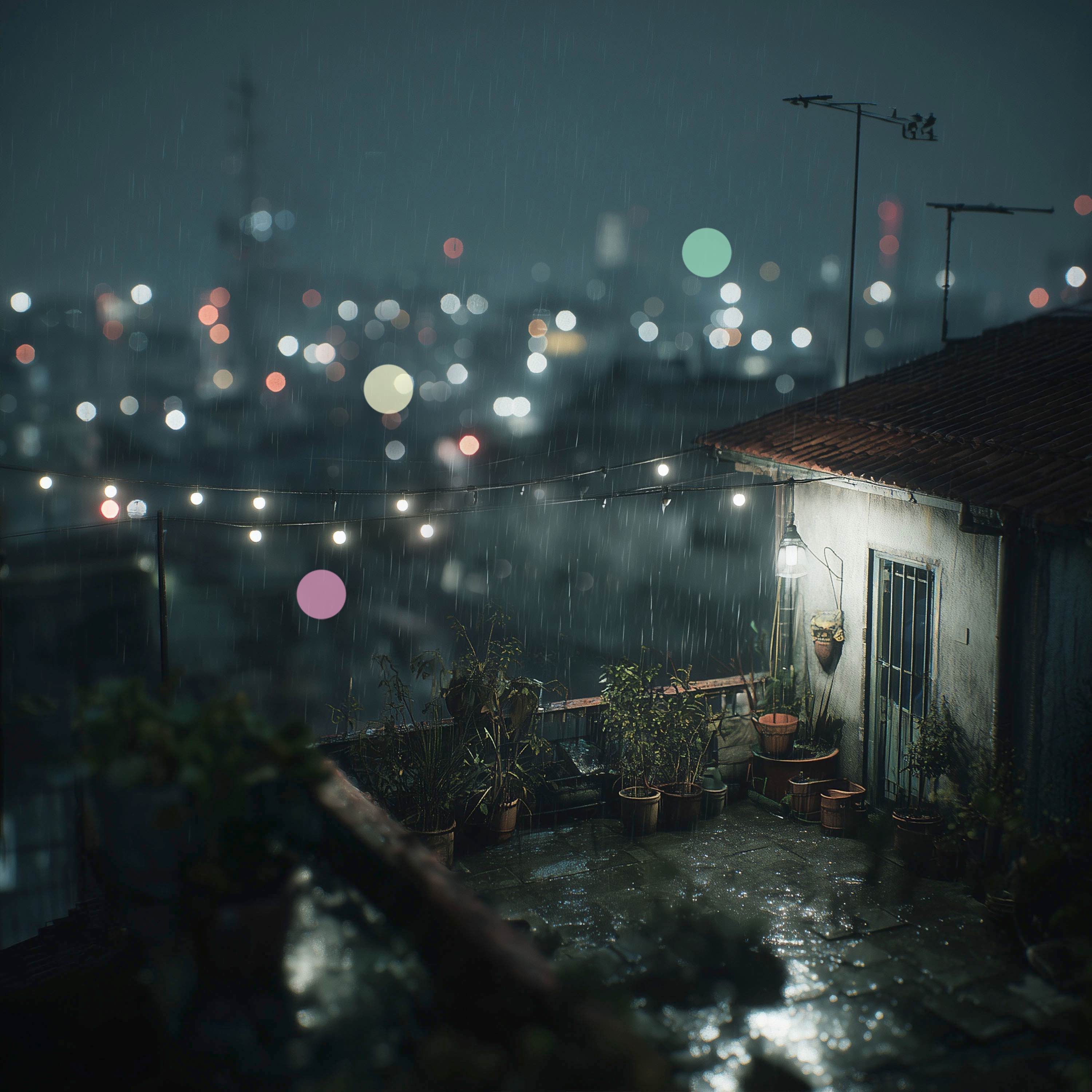 ポルトの屋根下の雨｜やさしい夜の雨