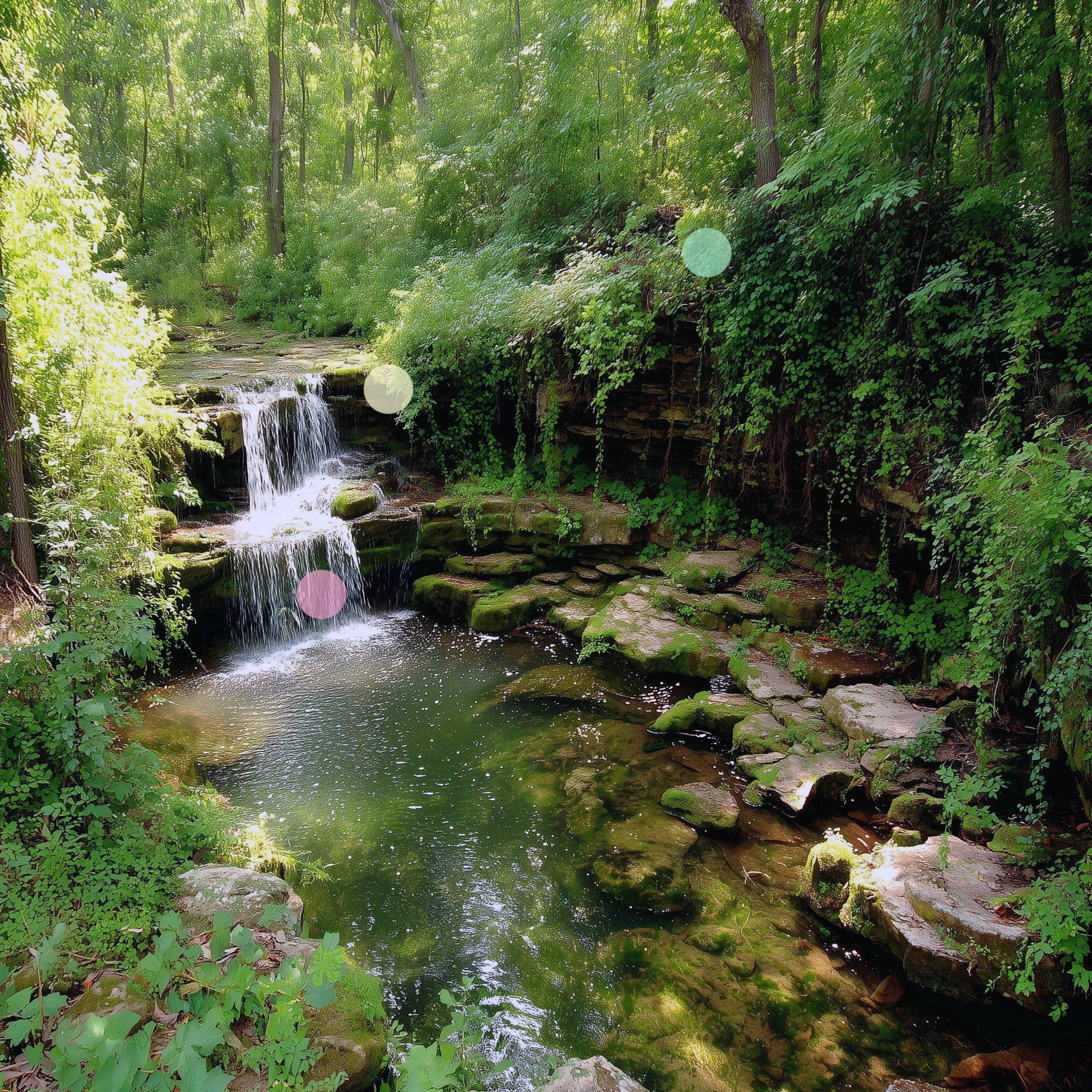 人里離れた滝｜森の奥のくぼ地