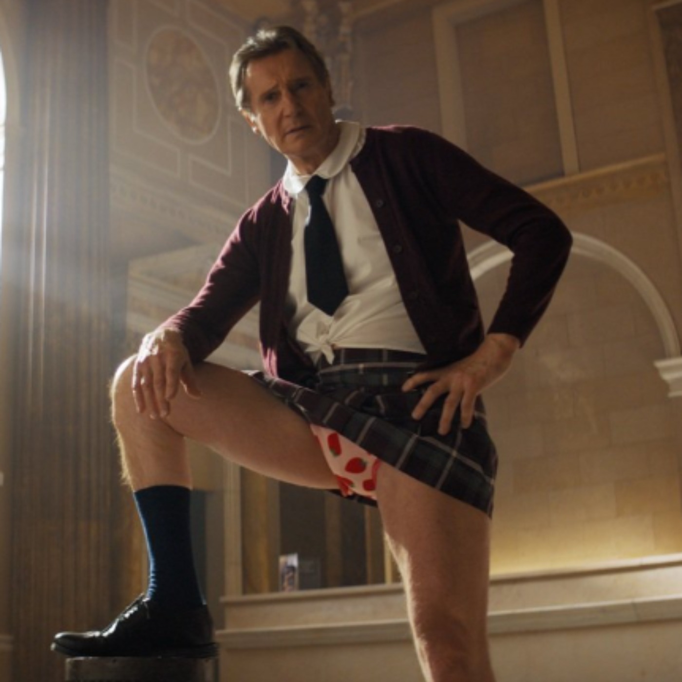 THE NAKED GUN Reboot Teaser Has Liam Neeson Disguised as a Little Girl