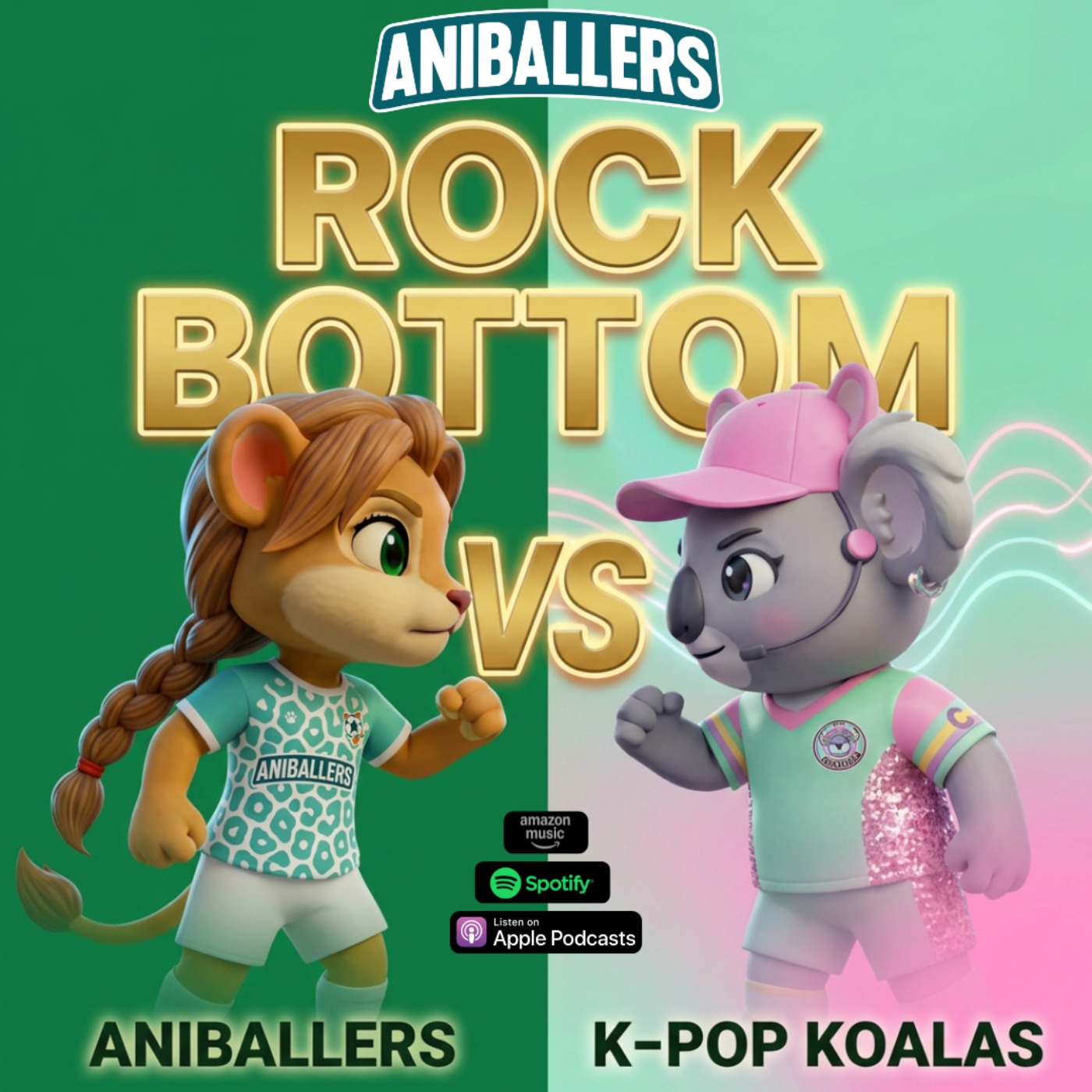 Rock Bottom.  Vs K-Pop Koalas - Bedtime Football Stories by Aniballers episode artwork
