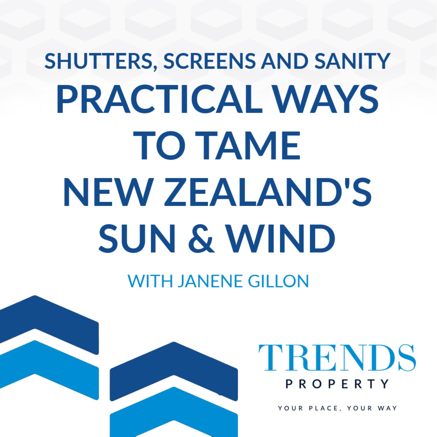 Shutters, Screens and Sanity:  Practical Ways to Tame New Zealand's Sun and Wind with Janene Gillon