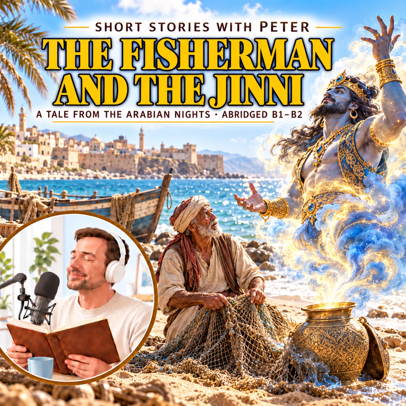 Short Stories with Peter: The Fisherman and the Jinni — A Tale from The Arabian Nights (Abridged B1–B2 Level) episode artwork