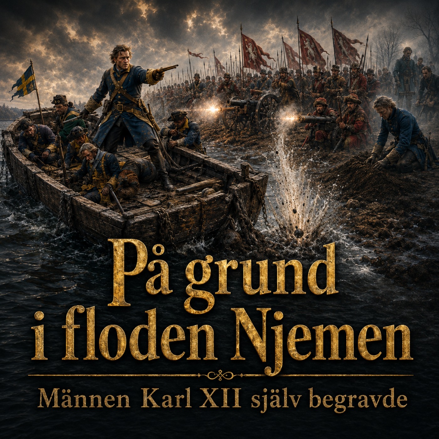 På grund i floden Njemen: Männen Karl XII själv begravde