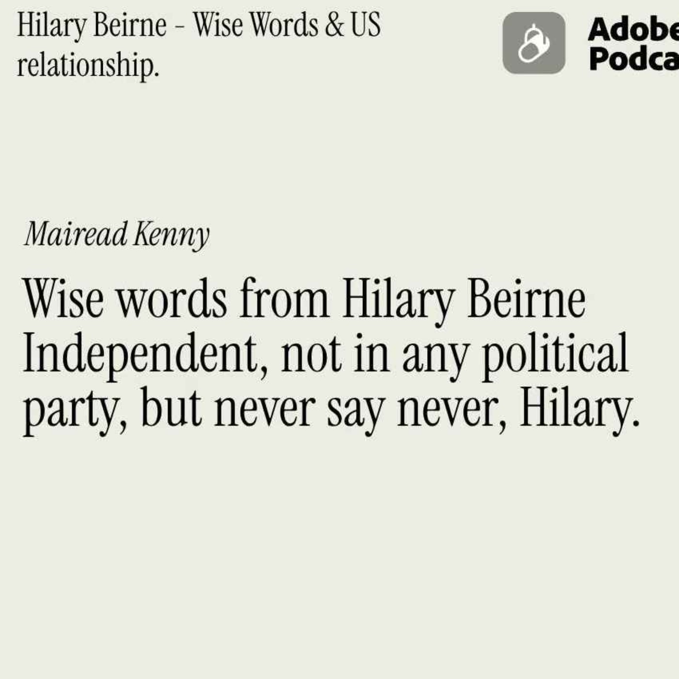 Politics & More Promo Mairead Kenny - Hilary Beirne Interview Politics & More Promo Mairead Kenny - Hilary Beirne Interview