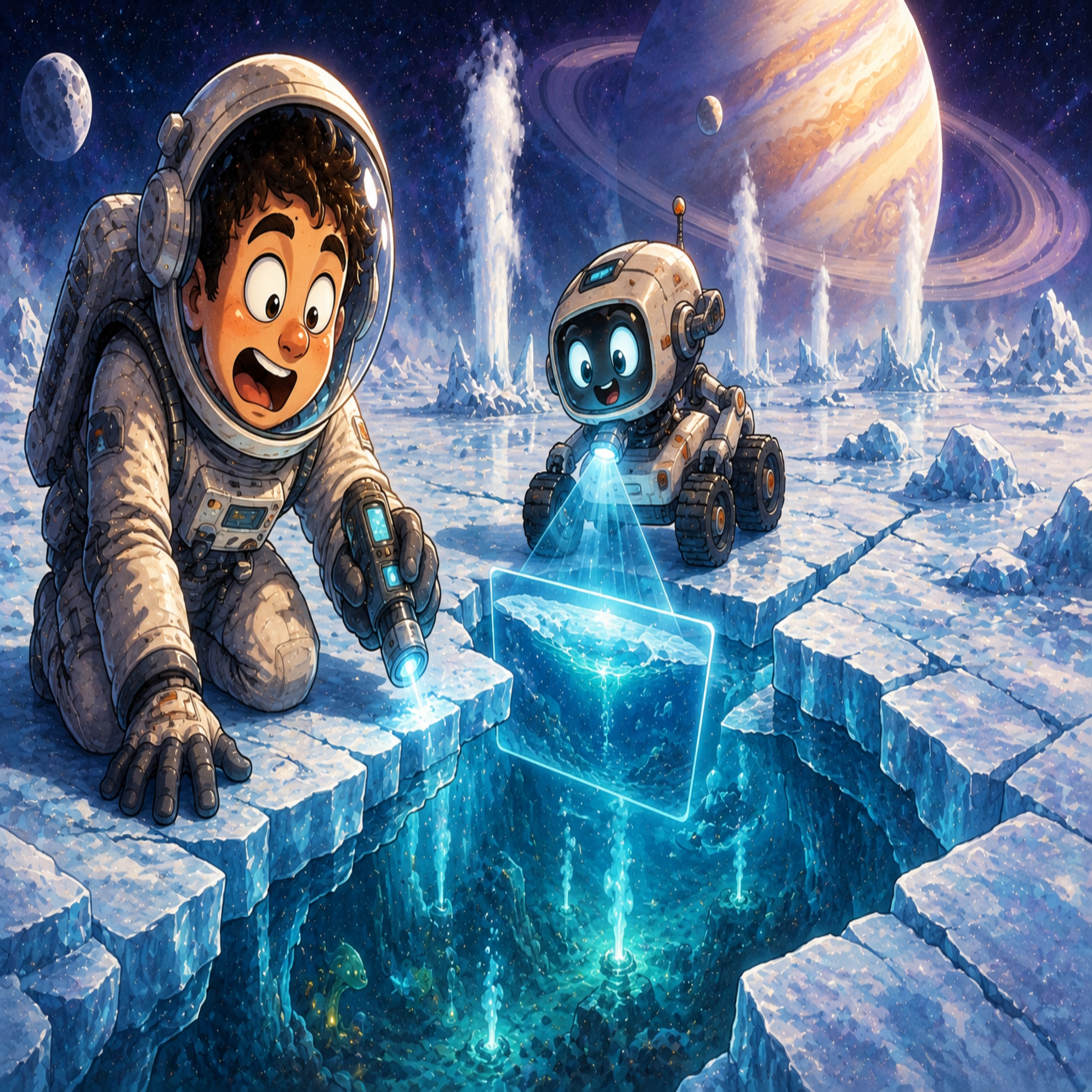The Hidden Oceans Beneath Frozen Alien Moons NASA Thinks Alien Oceans May Be Hiding Under Ice episode artwork