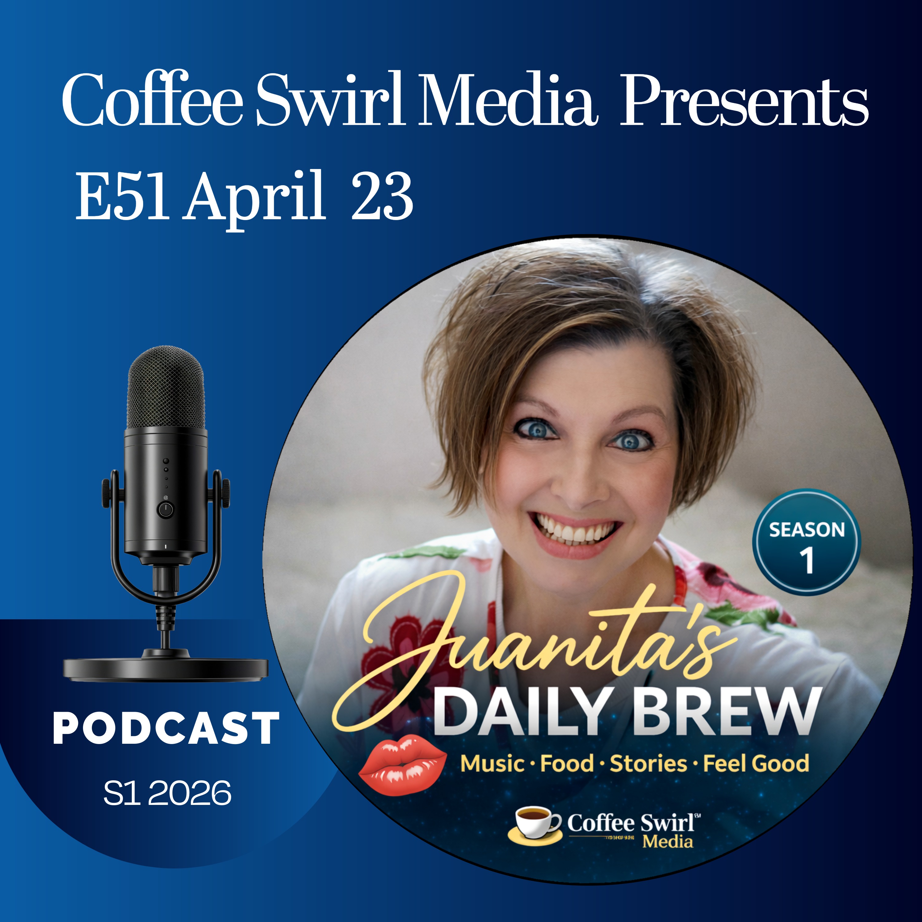 S1 E51  Juanita’s Daily Brew–National Picnic Day, Fun Facts, World Laboratory Day, National Cherry Cheesecake Day episode artwork