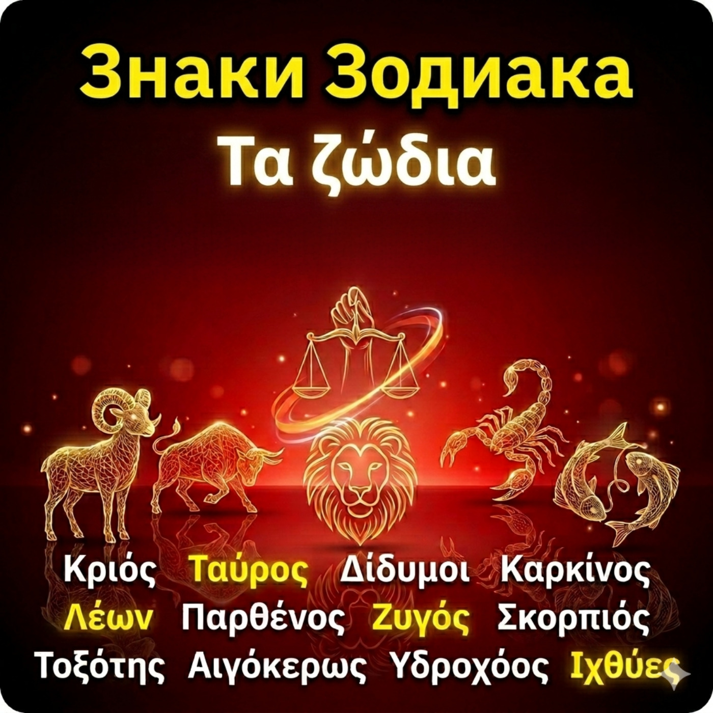 Знаки Зодиака на греческом языке с переводом на русский. Греческий язык для русскоговорящих