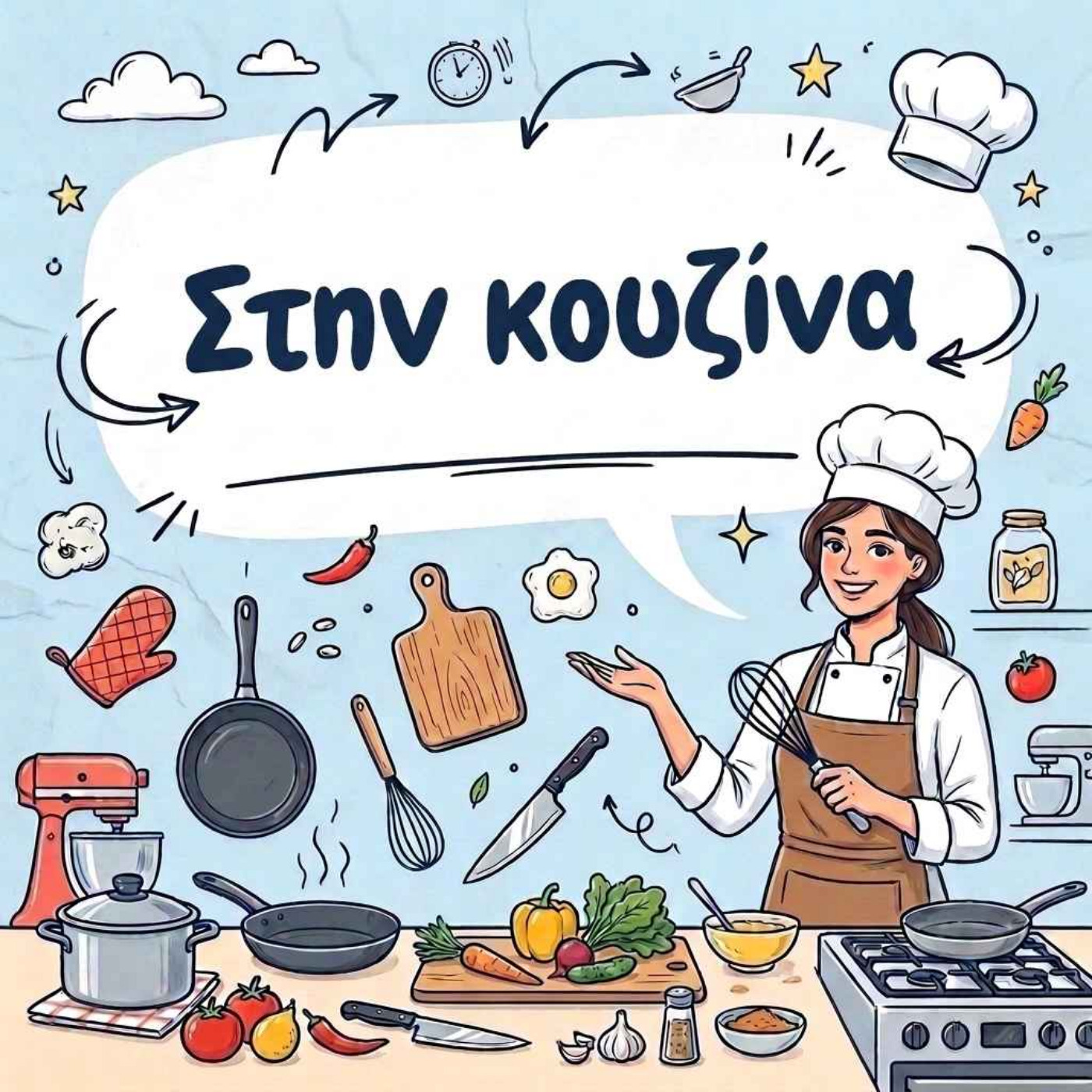 На кухне - Στην κουζίνα. Фразы для приготовления пищи на греческом языке с переводом на русский. Греческий язык для русскоговорящих