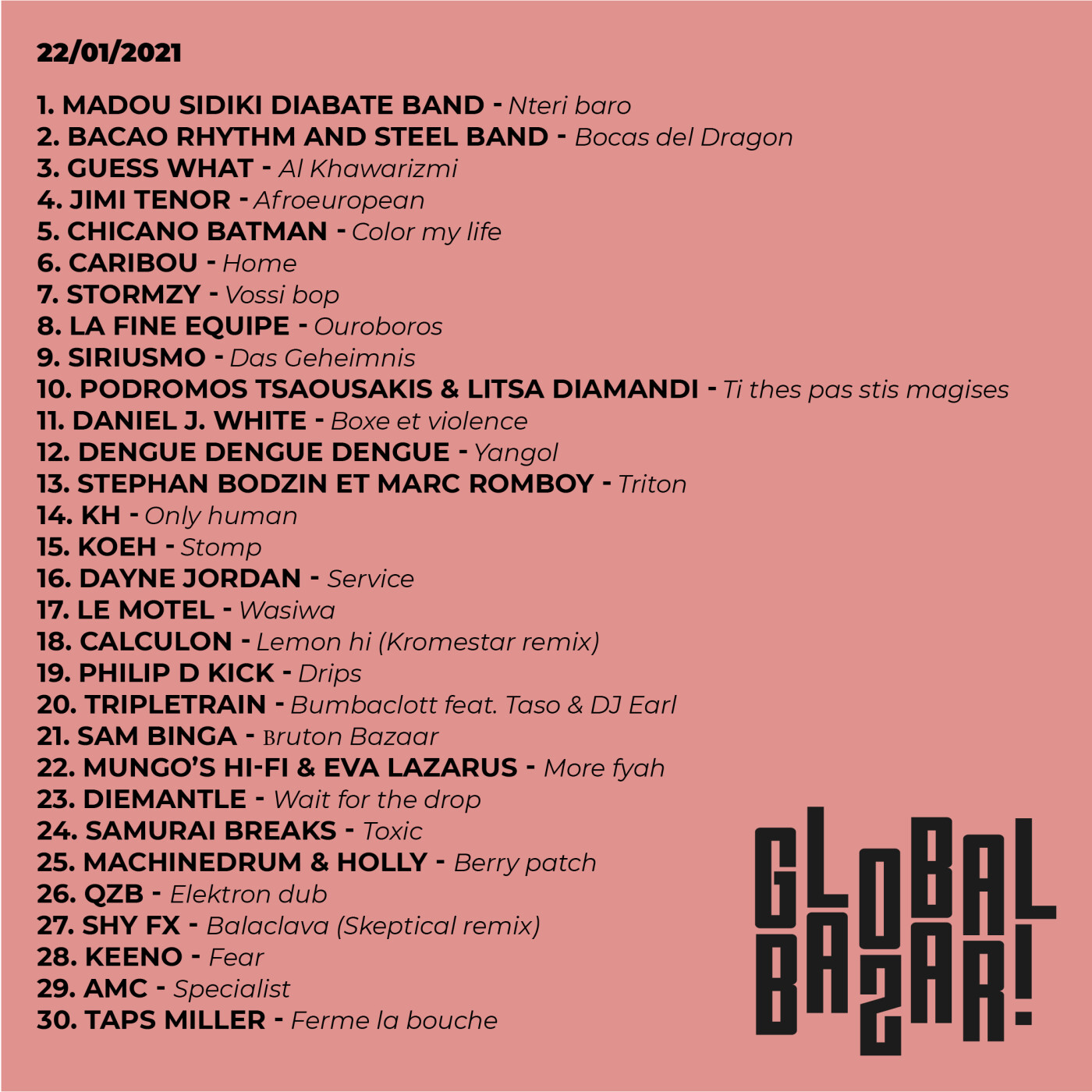 Fantaz - Global Bazar #5 - Madou Diabaté Band, Jimi Tenor, Koeh, Calculon, Sam Binga, QZB, Shy FX