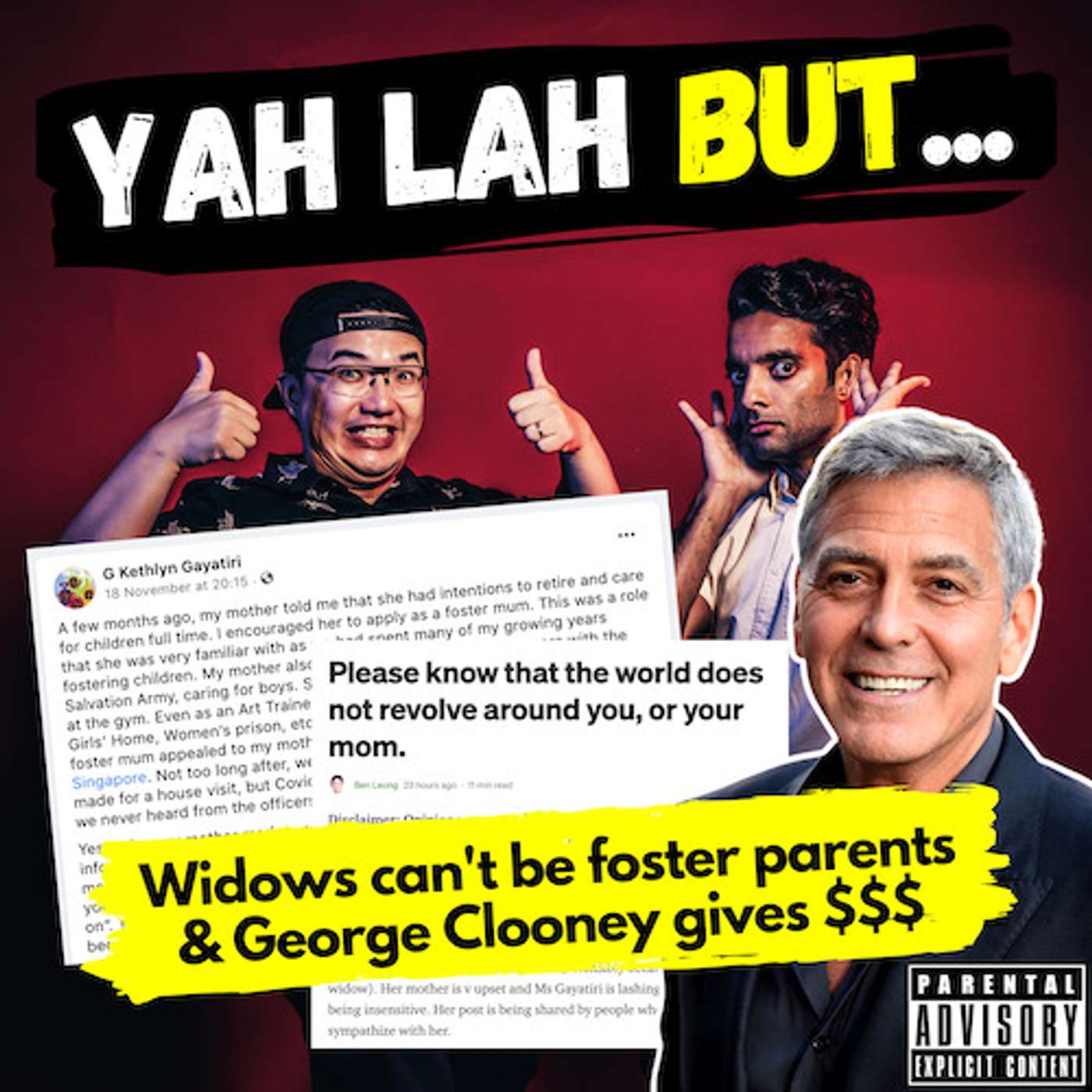 YLB #107 - A widow gets rejected as a foster parent by the authorities & George Clooney gives his friends $1 million each episode artwork