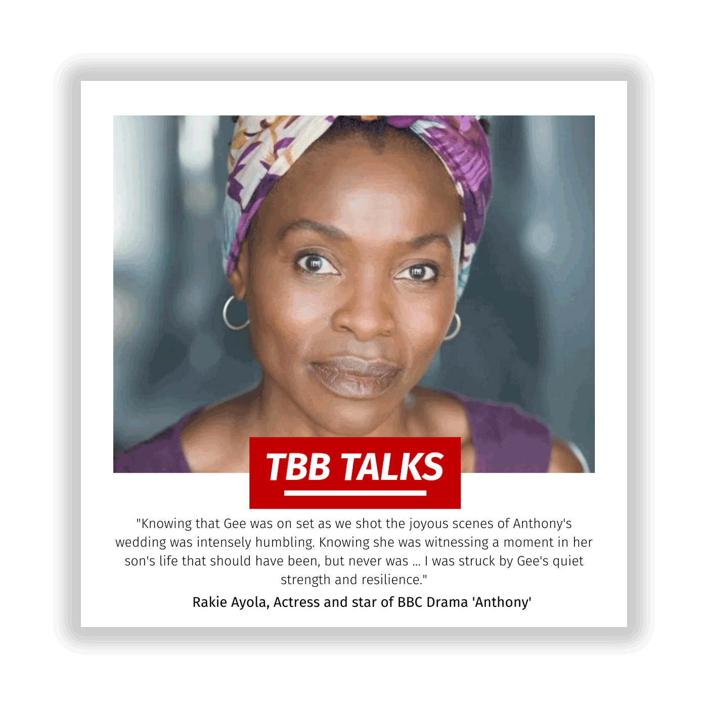 TBB Talks ... to Rakie Ayola star of BBC Drama 'Anthony' episode artwork