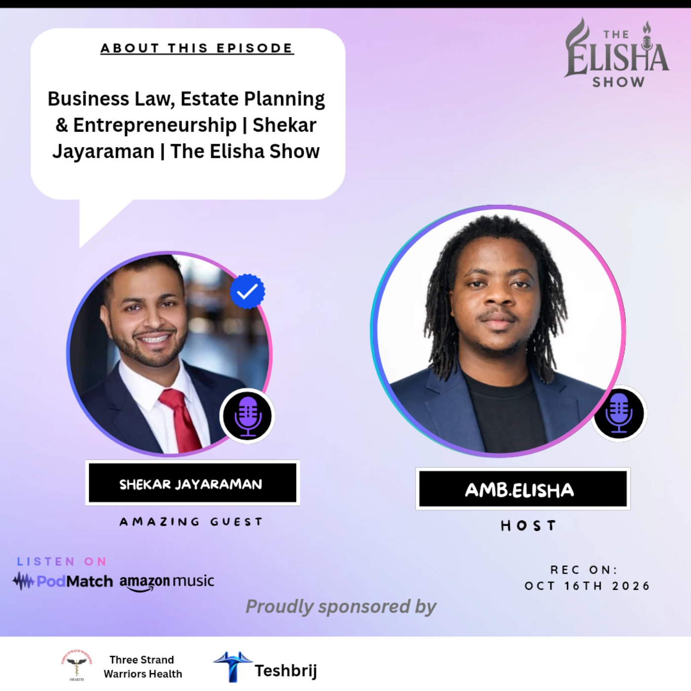 Business Law, Estate Planning & Entrepreneurship | Shekar Jayaraman | The Elisha Show