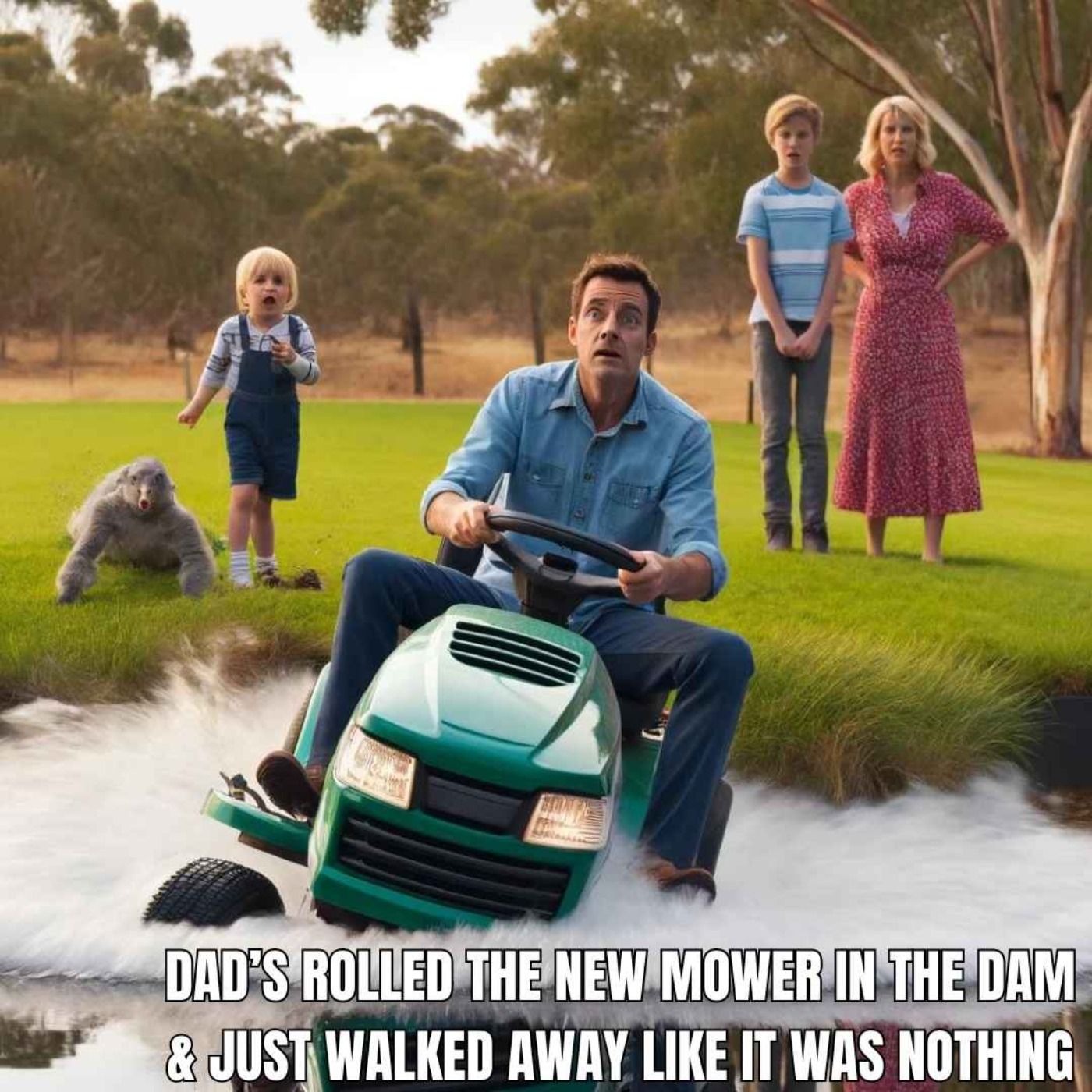 Dad's Rolled His New Mower In A Dam episode artwork